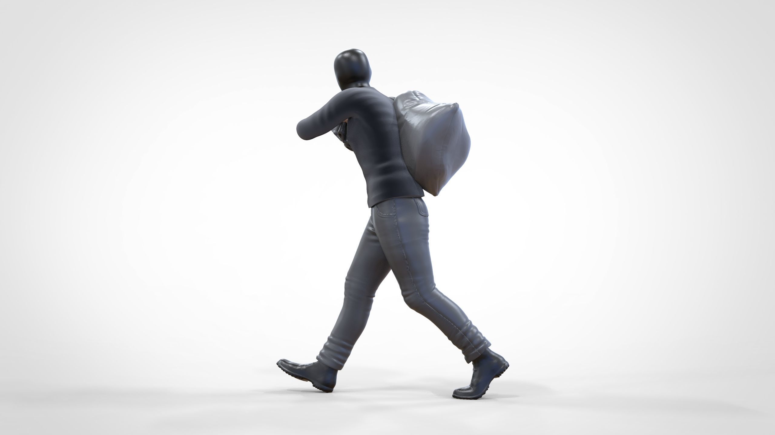 N1 Bad Guys Thief With Sack Escaping 3D print model_9