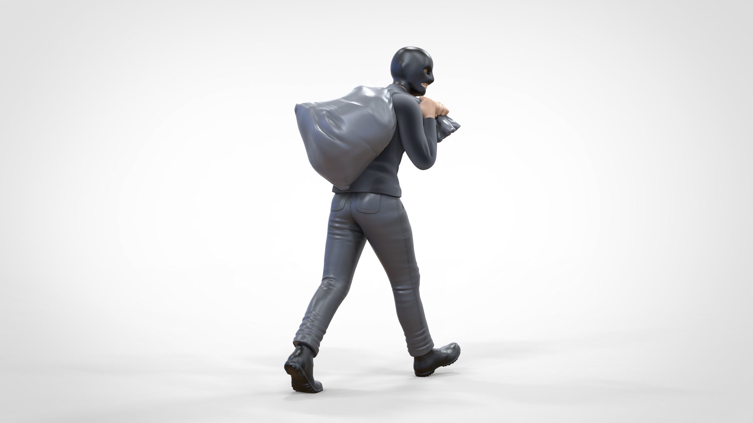 N1 Bad Guys Thief With Sack Escaping 3D print model_3