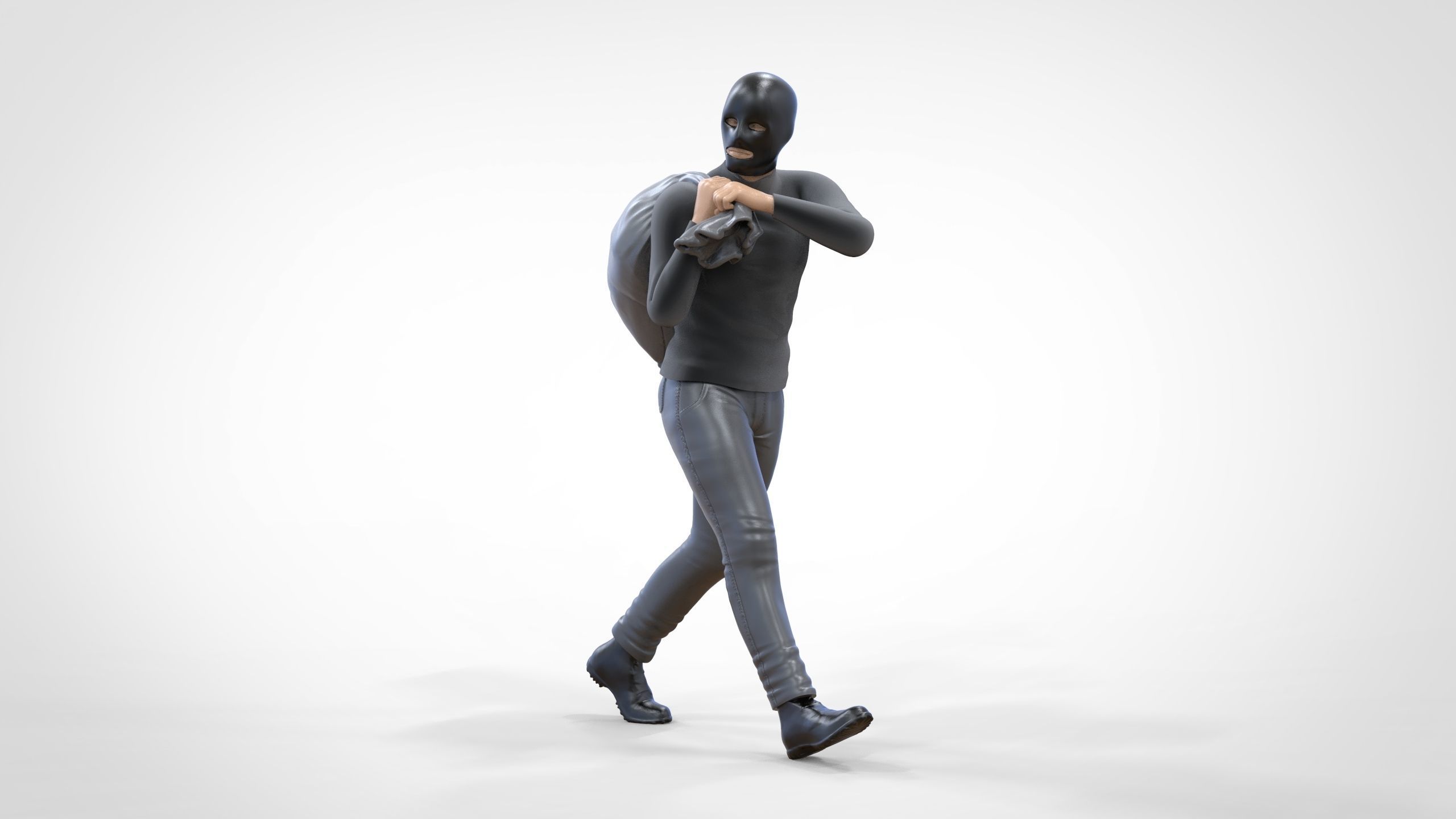 N1 Bad Guys Thief With Sack Escaping 3D print model_17