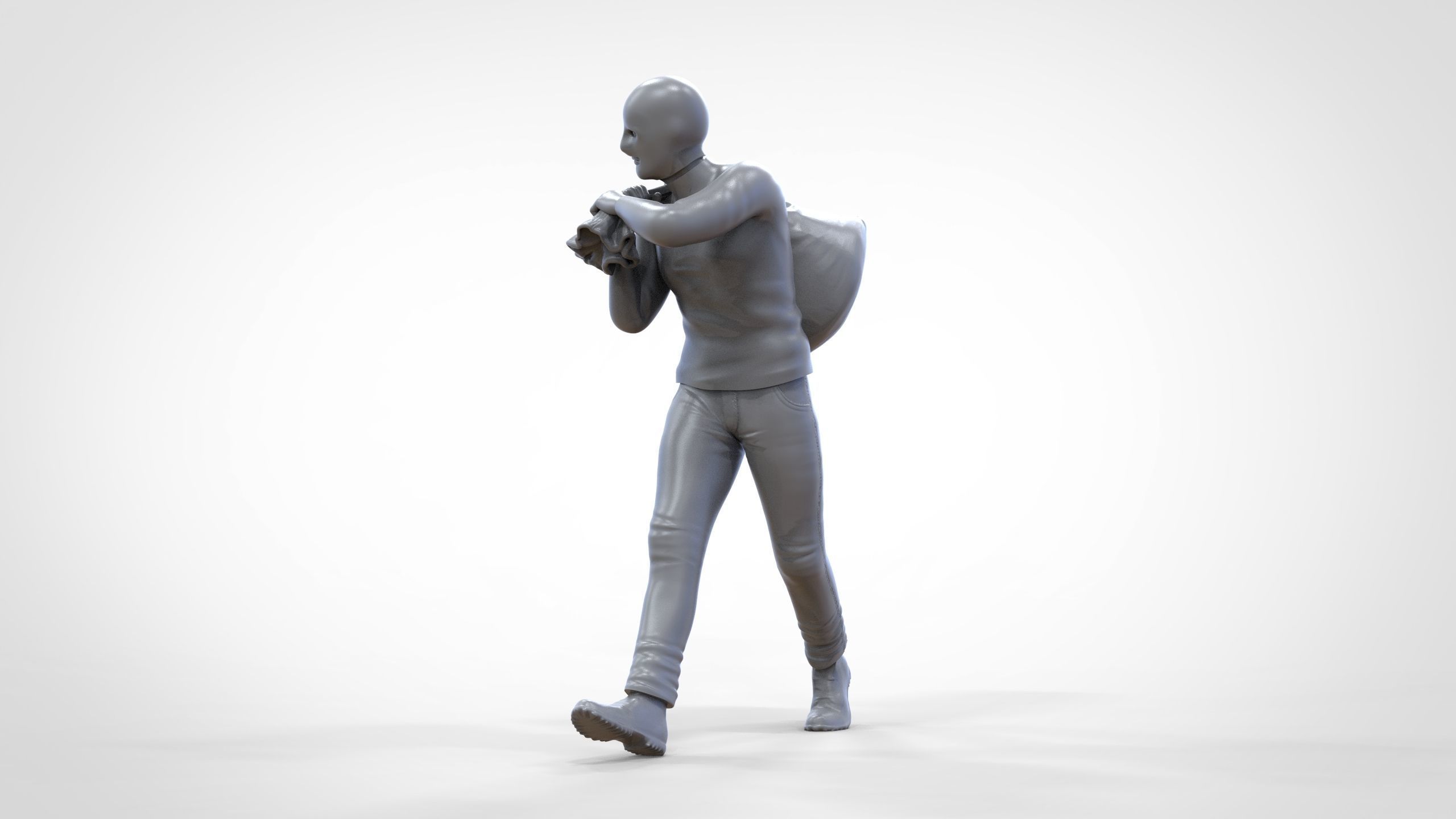 N1 Bad Guys Thief With Sack Escaping 3D print model_27