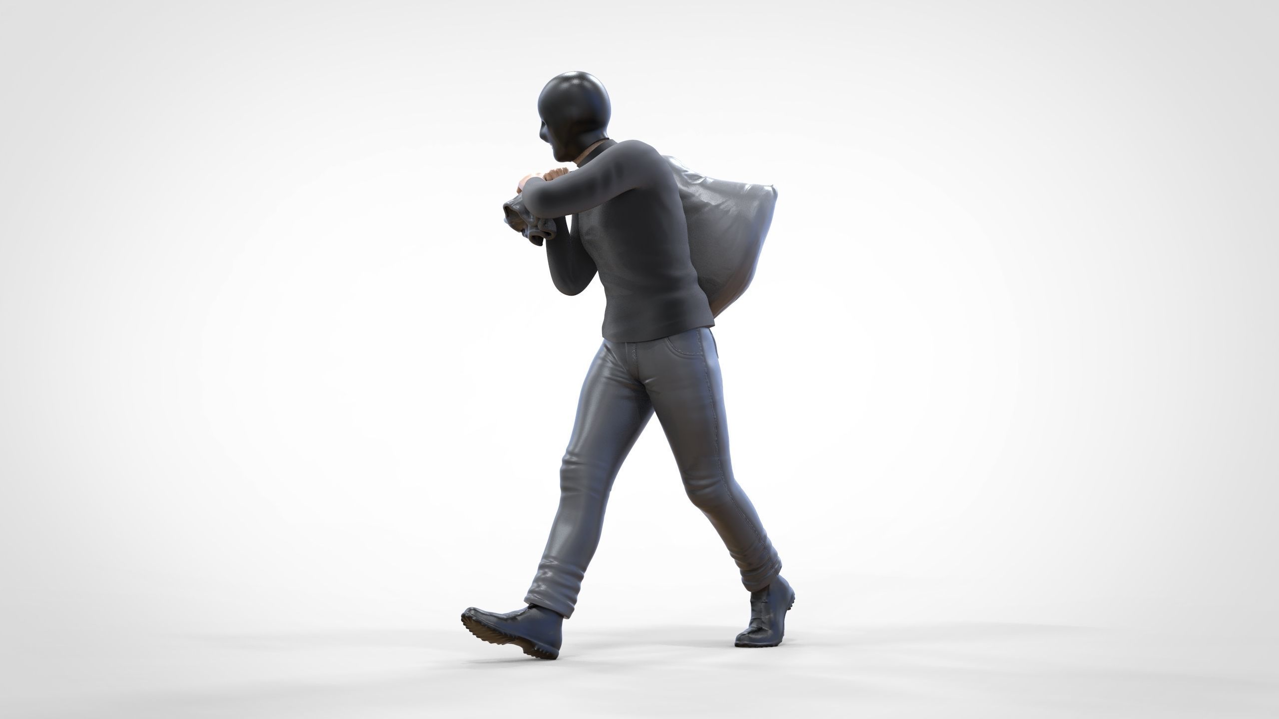N1 Bad Guys Thief With Sack Escaping 3D print model_12