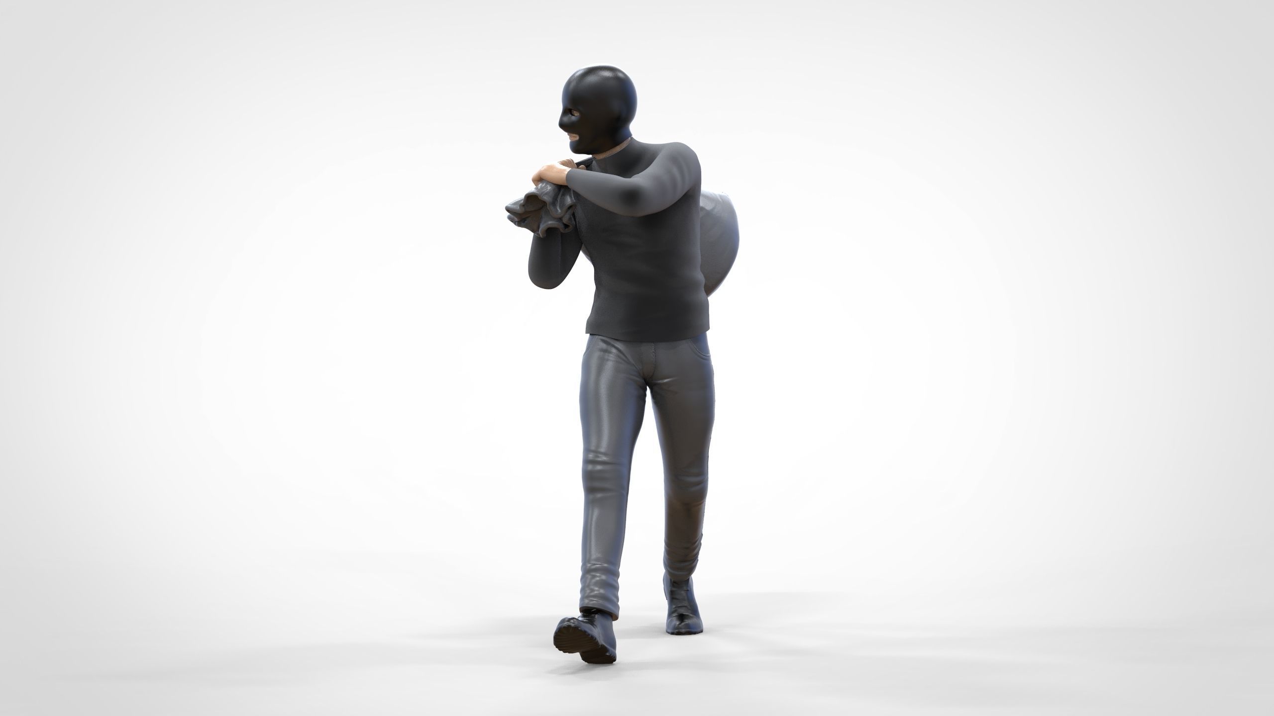 N1 Bad Guys Thief With Sack Escaping 3D print model_14