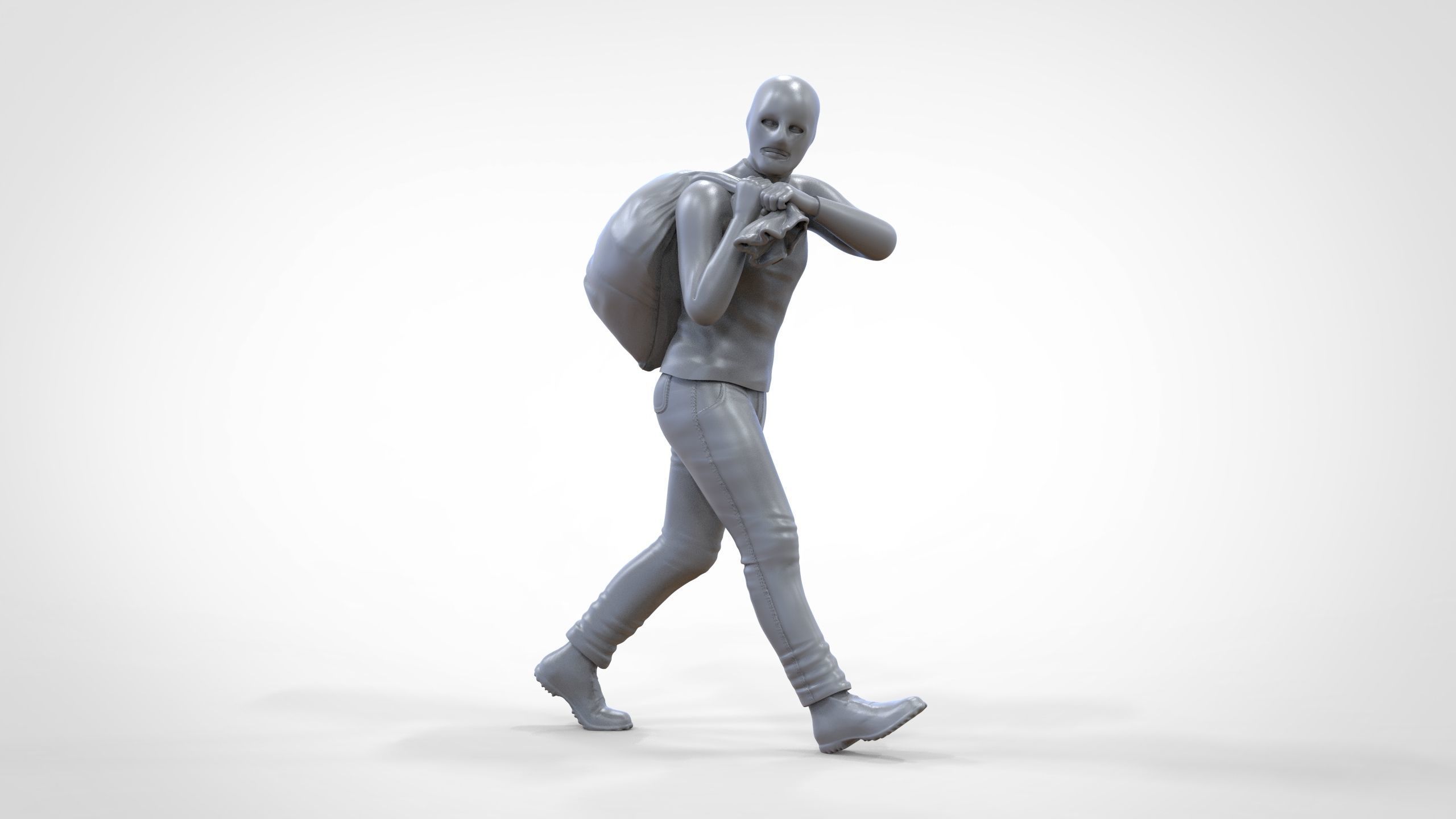 N1 Bad Guys Thief With Sack Escaping 3D print model_1