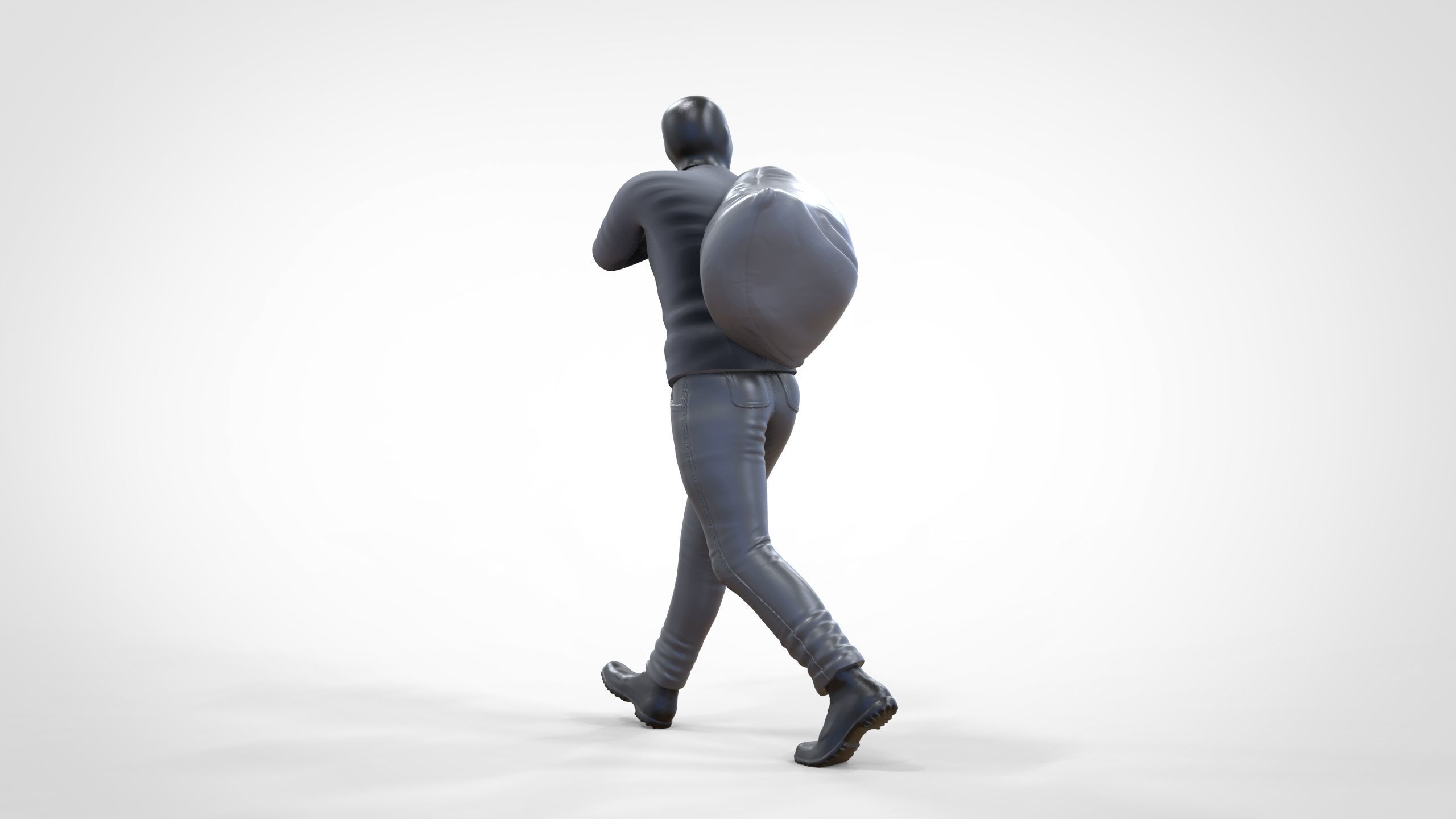 N1 Bad Guys Thief With Sack Escaping 3D print model_7