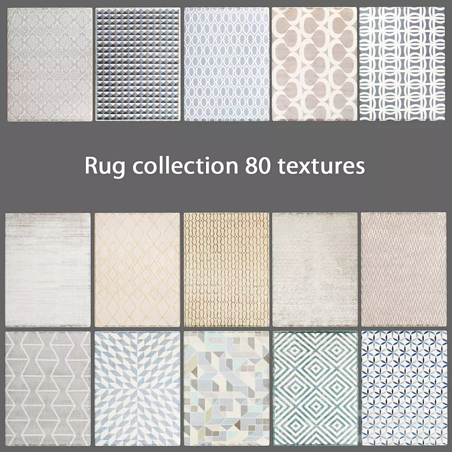 Rugs colection 80 textures Low-poly 3D model_0