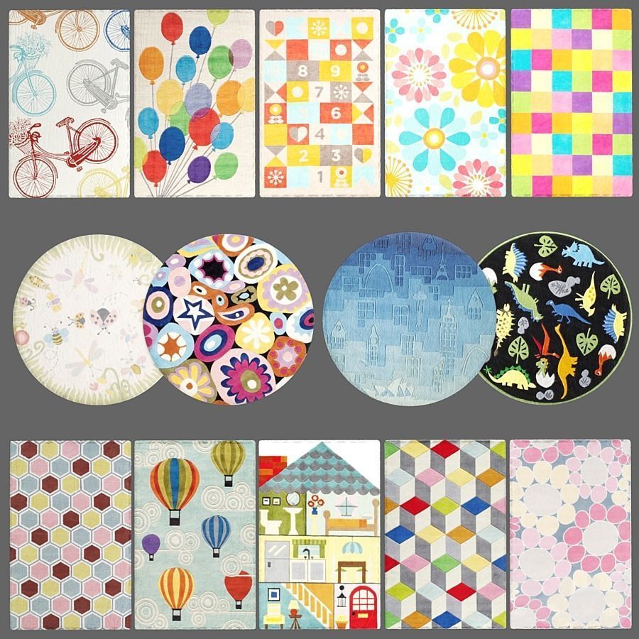 Collection of childrens rugs 165 textures  3D model_1