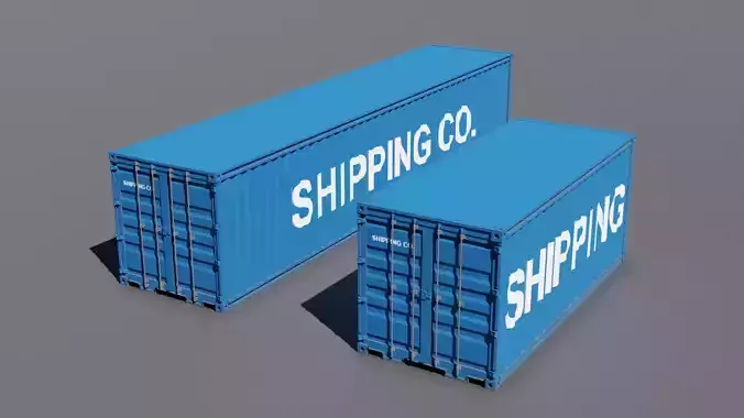 Standard shipping containers 40 feet and 20 feet 3D model