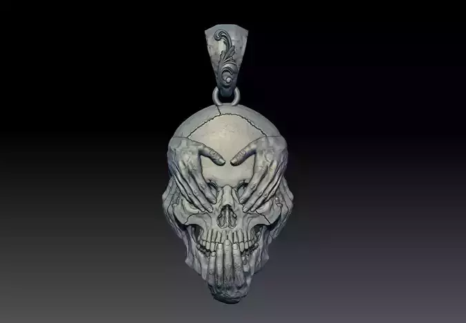 SKULL see no evil pendant  3D print model