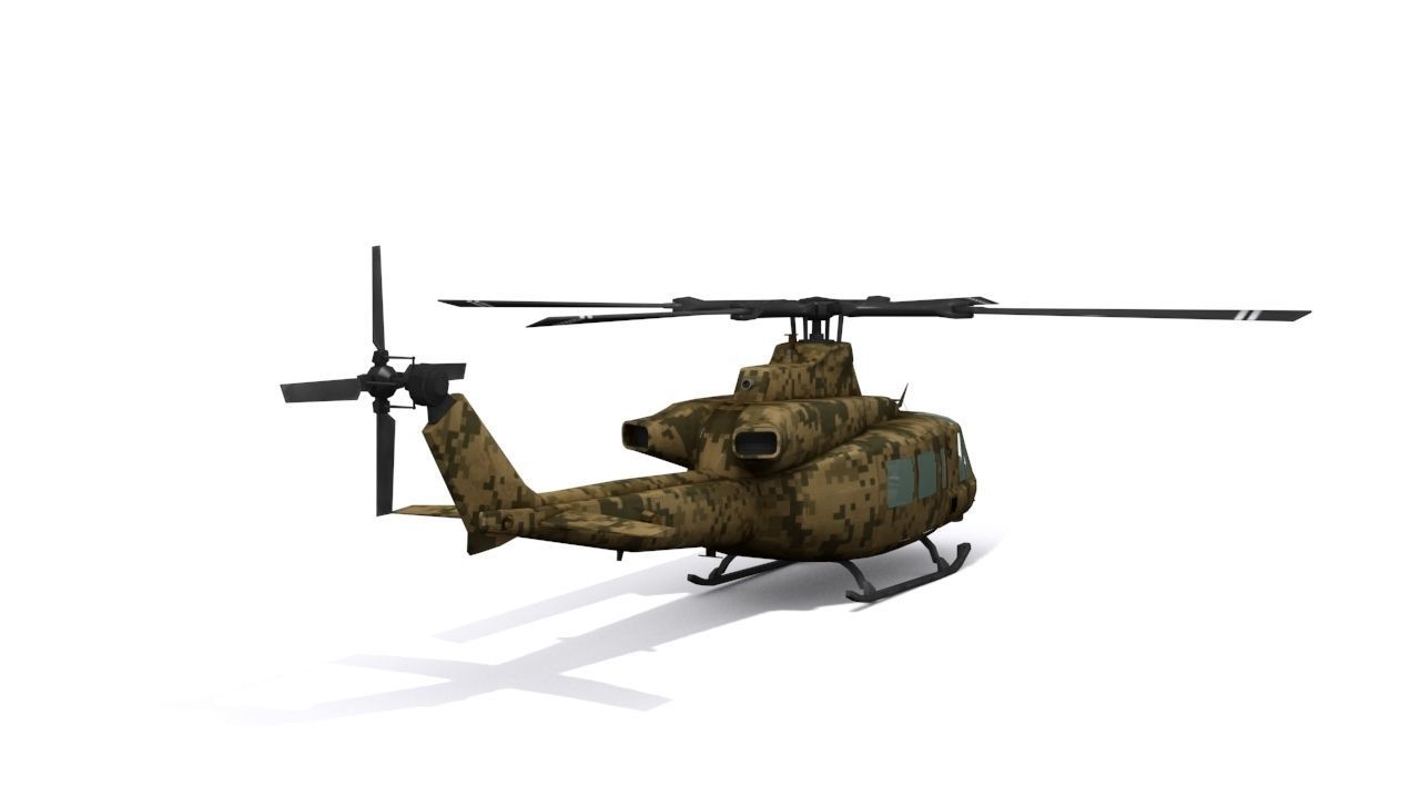 UH 2 Venom Low-poly 3D model_4