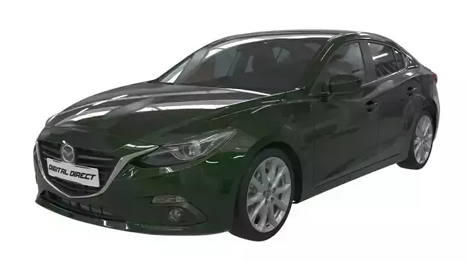 Realistic Car Mazda 3 with Interior Rigged PBR Vehicle Low-poly 3D model