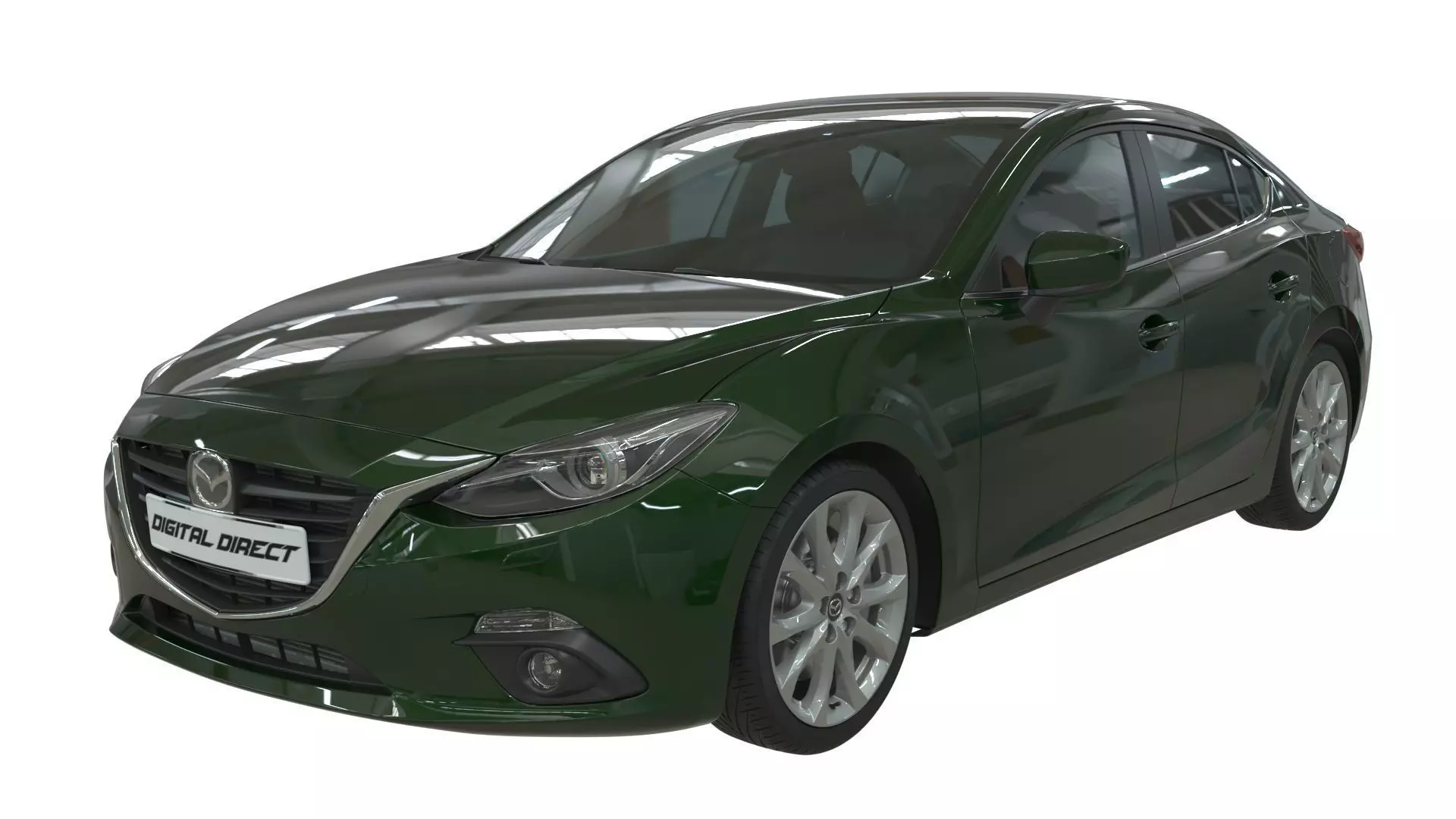 Realistic Car Mazda 3 with Interior Rigged PBR Vehicle Low-poly 3D model