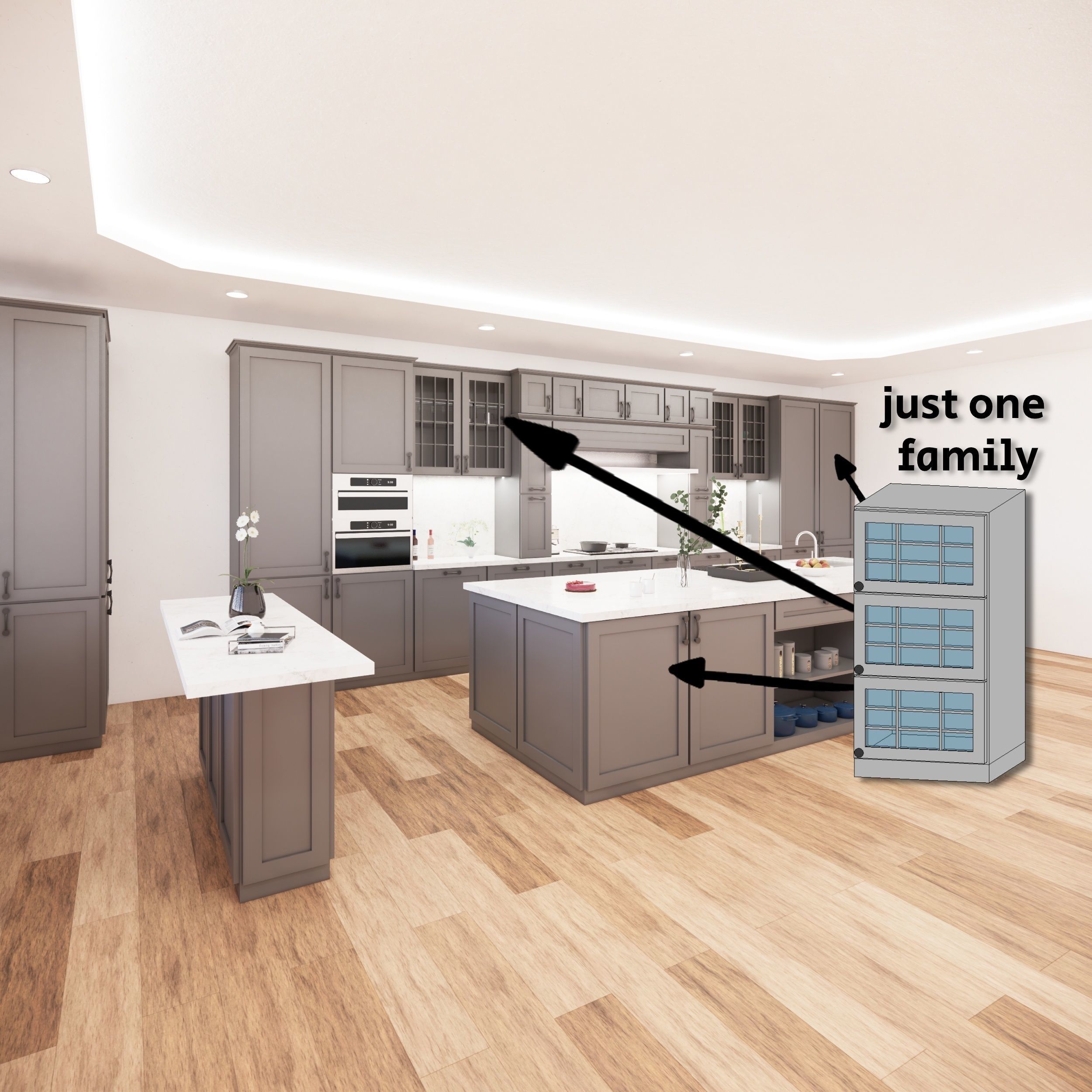 KITCHEN CABINETS - revit family - million possibilities Low-poly 3D model_3