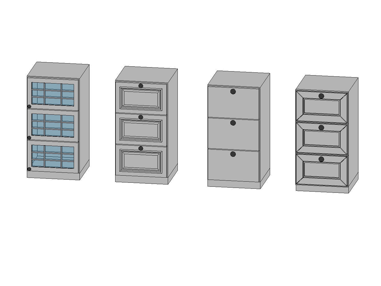KITCHEN CABINETS - revit family - million possibilities Low-poly 3D model_2