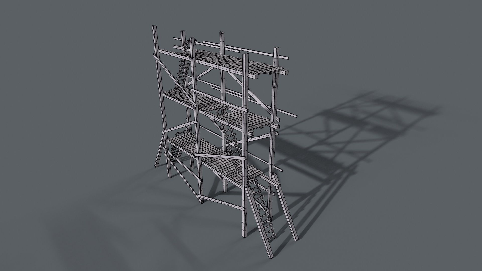Wooden Gothic Scaffold 3D model_11