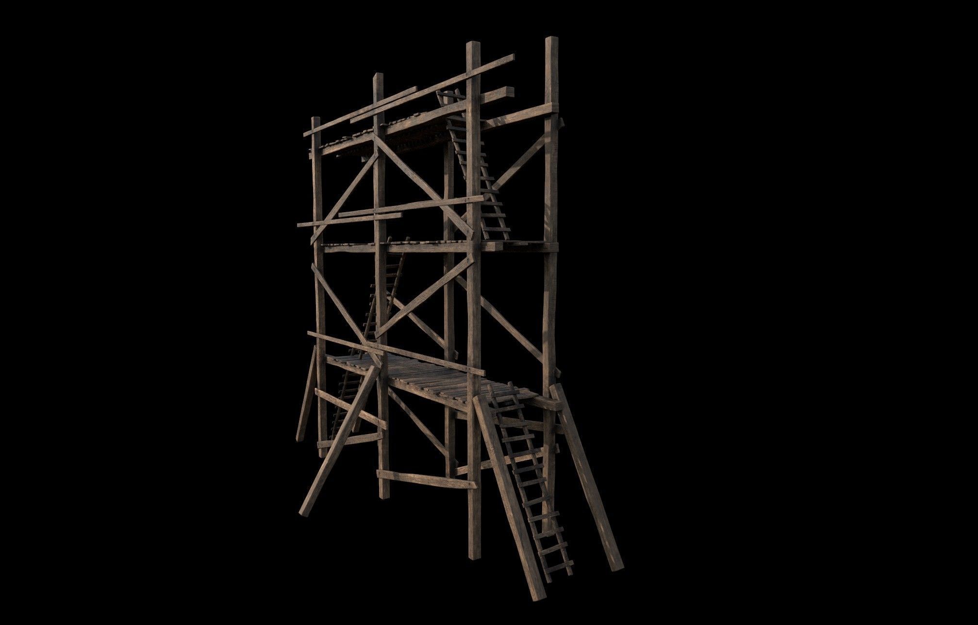 Wooden Gothic Scaffold 3D model_6