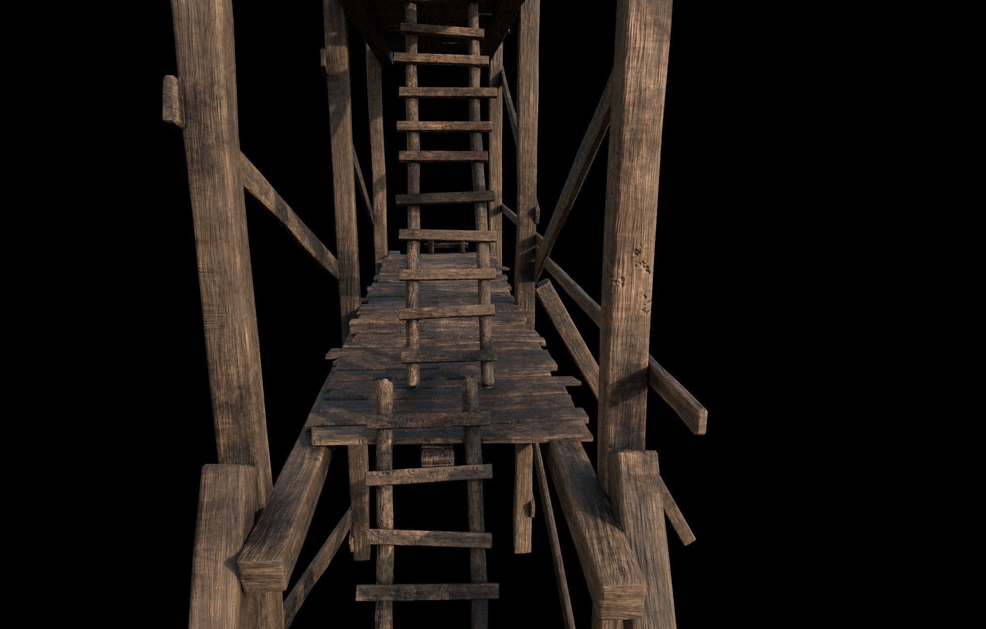 Wooden Gothic Scaffold 3D model_13