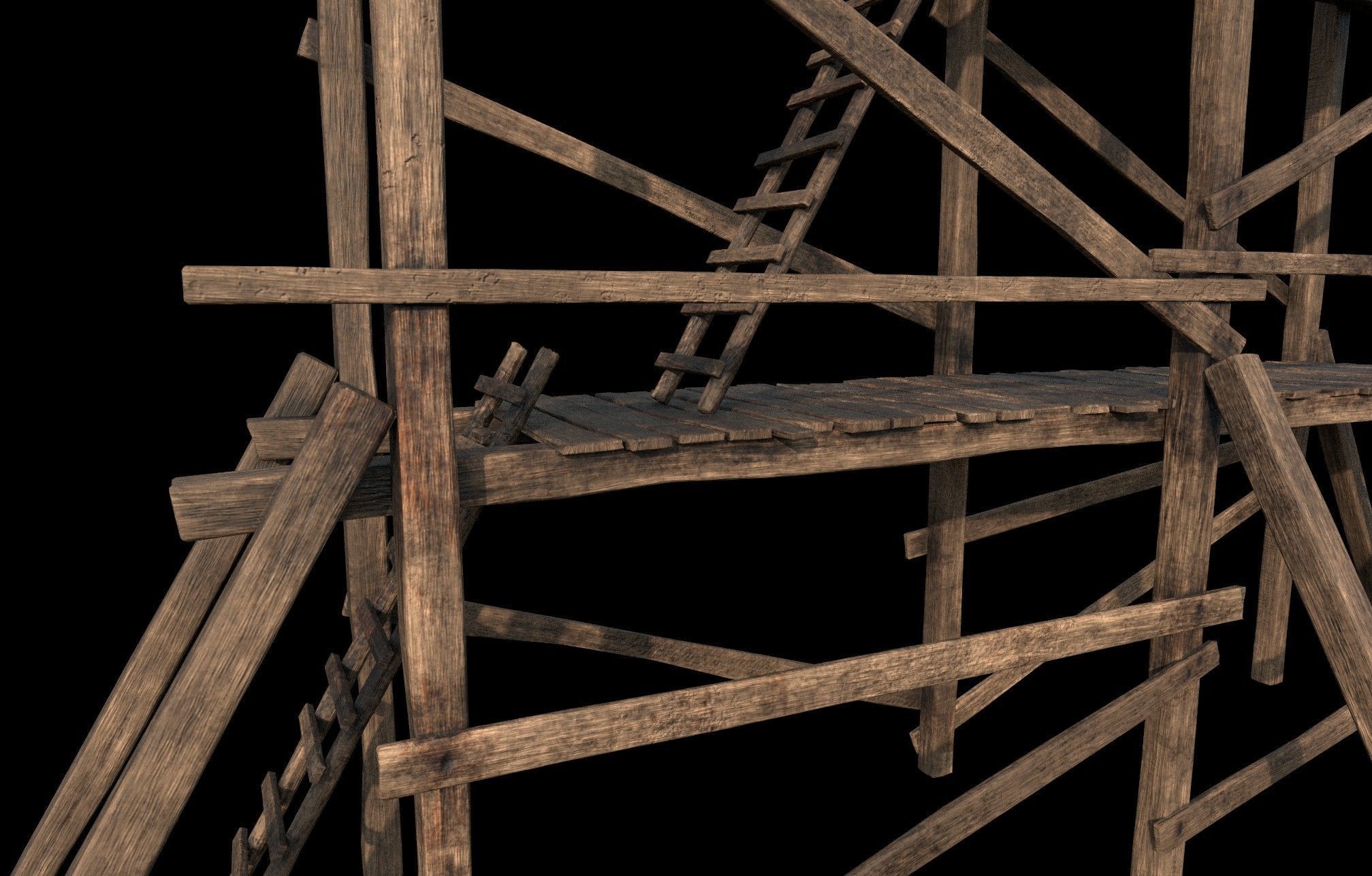 Wooden Gothic Scaffold 3D model_12