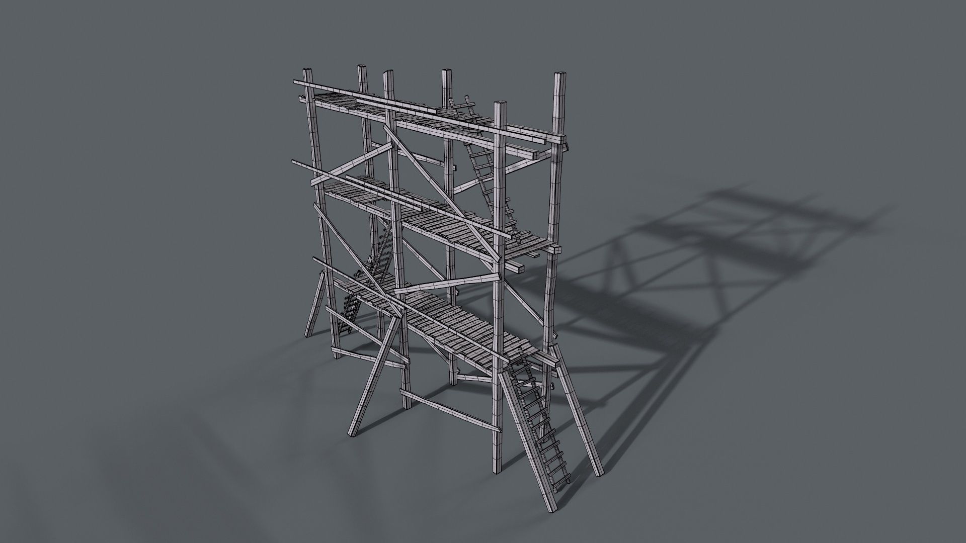 Wooden Gothic Scaffold 3D model_9