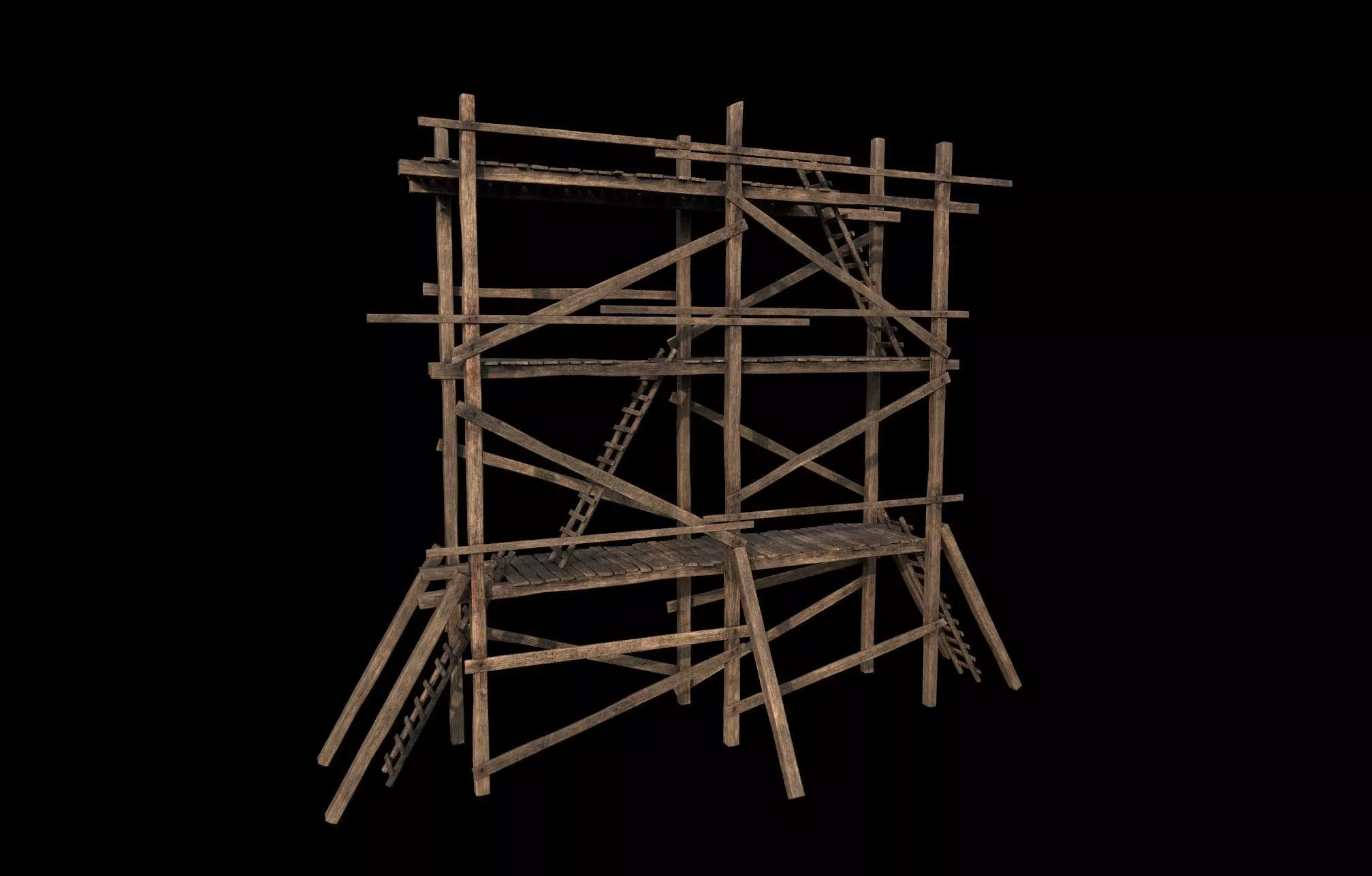 Wooden Gothic Scaffold 3D model_0