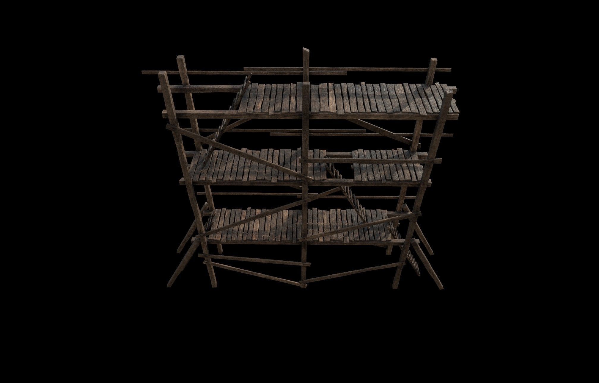 Wooden Gothic Scaffold 3D model_7