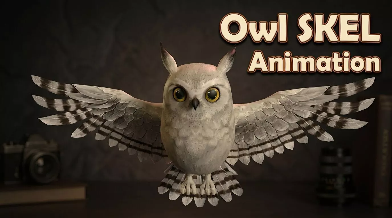 Owl SKEL Animation Low-poly 3D model