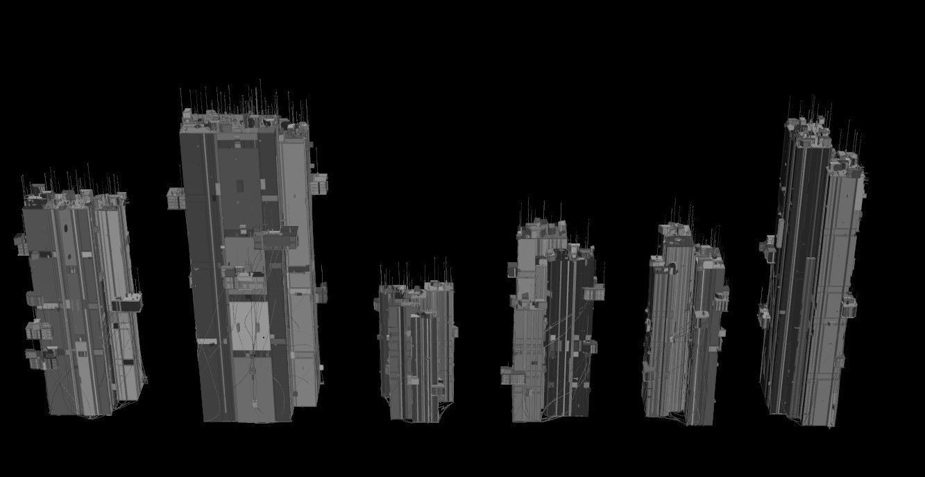 100 Unique Cyberpunk Sci fi City Buildings 3D model_5