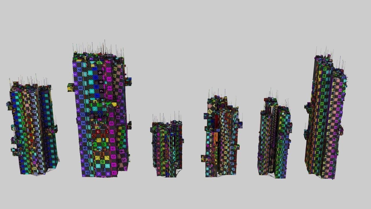 100 Unique Cyberpunk Sci fi City Buildings 3D model_7