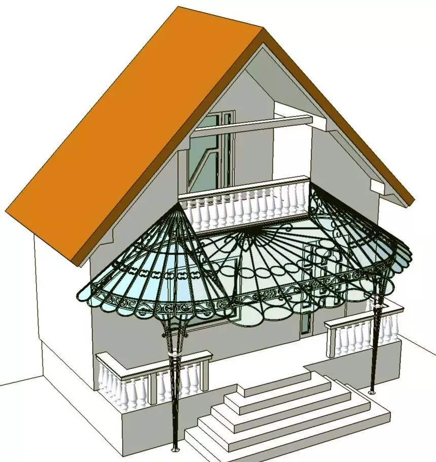 Large pergola with small house 3D model
