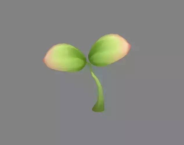 Cartoon seedling Low-poly 3D model