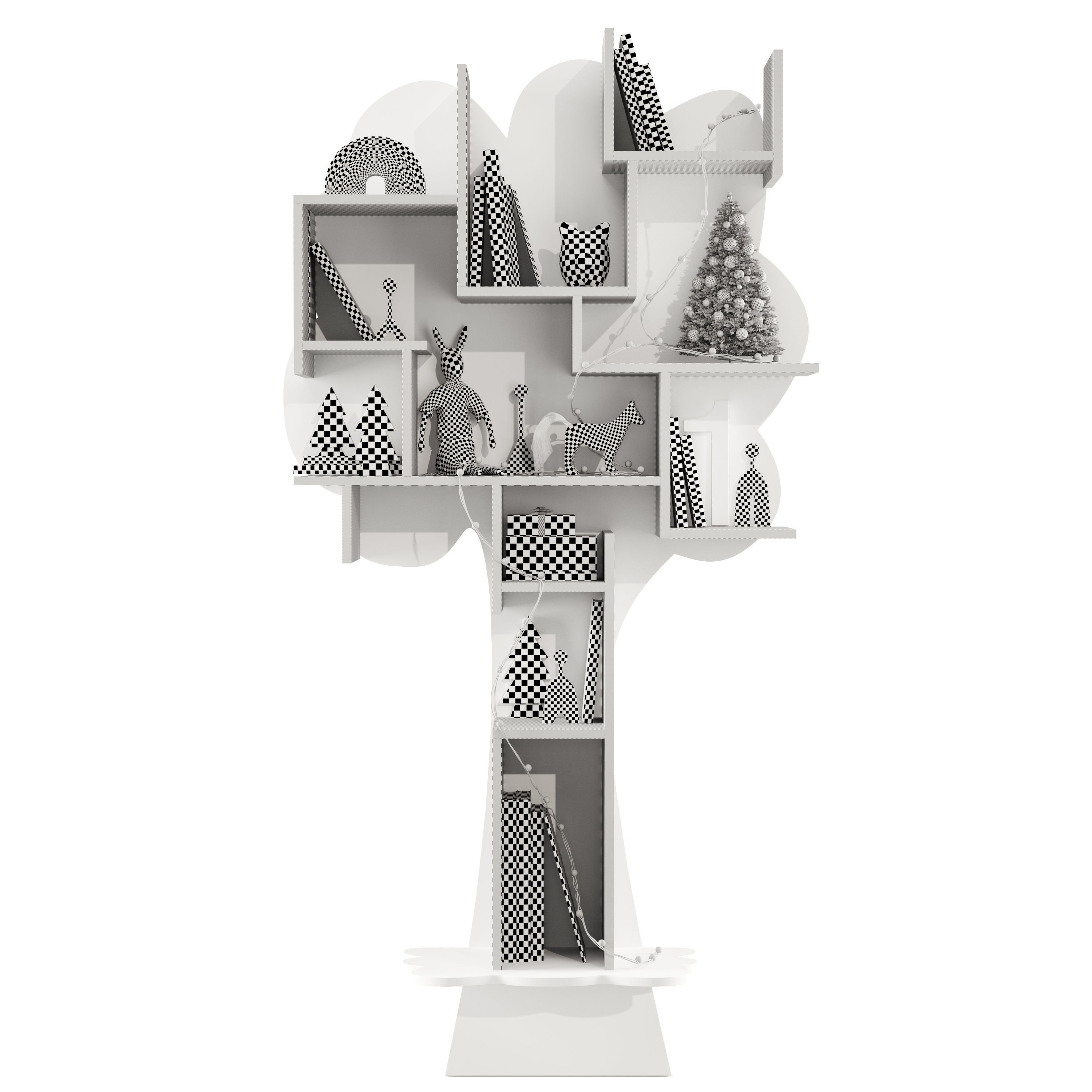 Treeshelf With Decor For Children Room 3D model_12