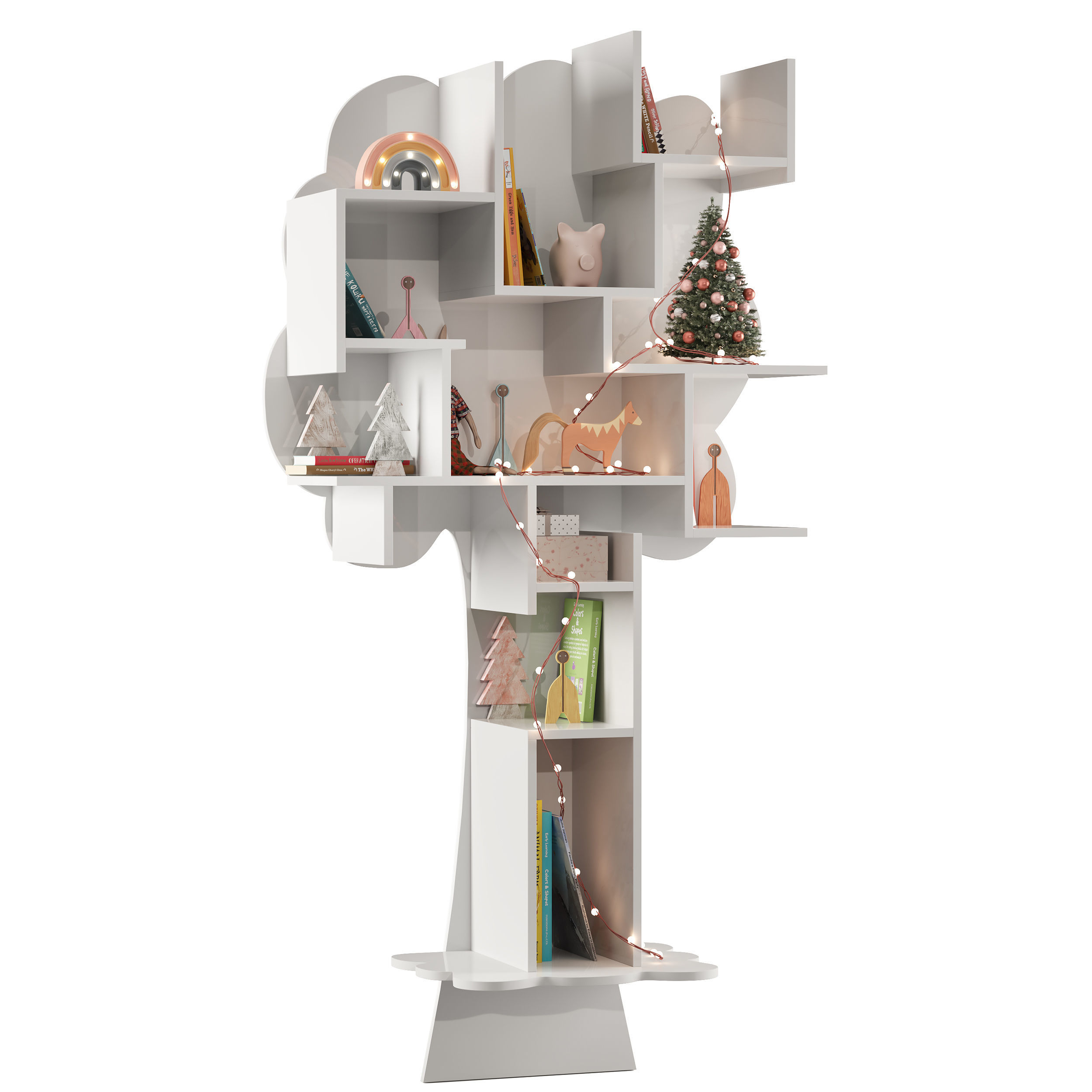 Treeshelf With Decor For Children Room 3D model_6
