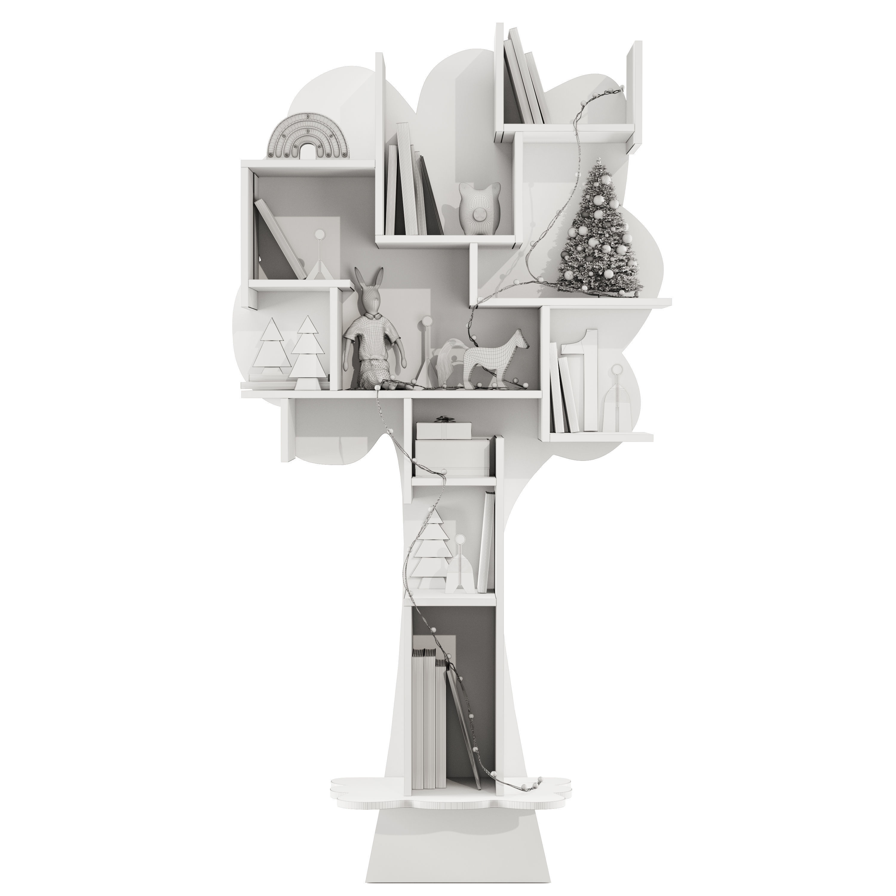 Treeshelf With Decor For Children Room 3D model_10