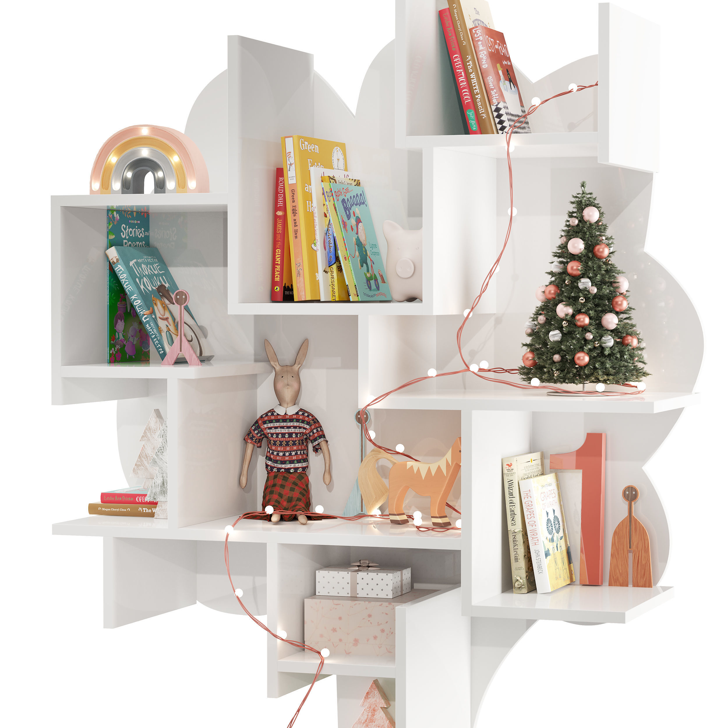 Treeshelf With Decor For Children Room 3D model_1