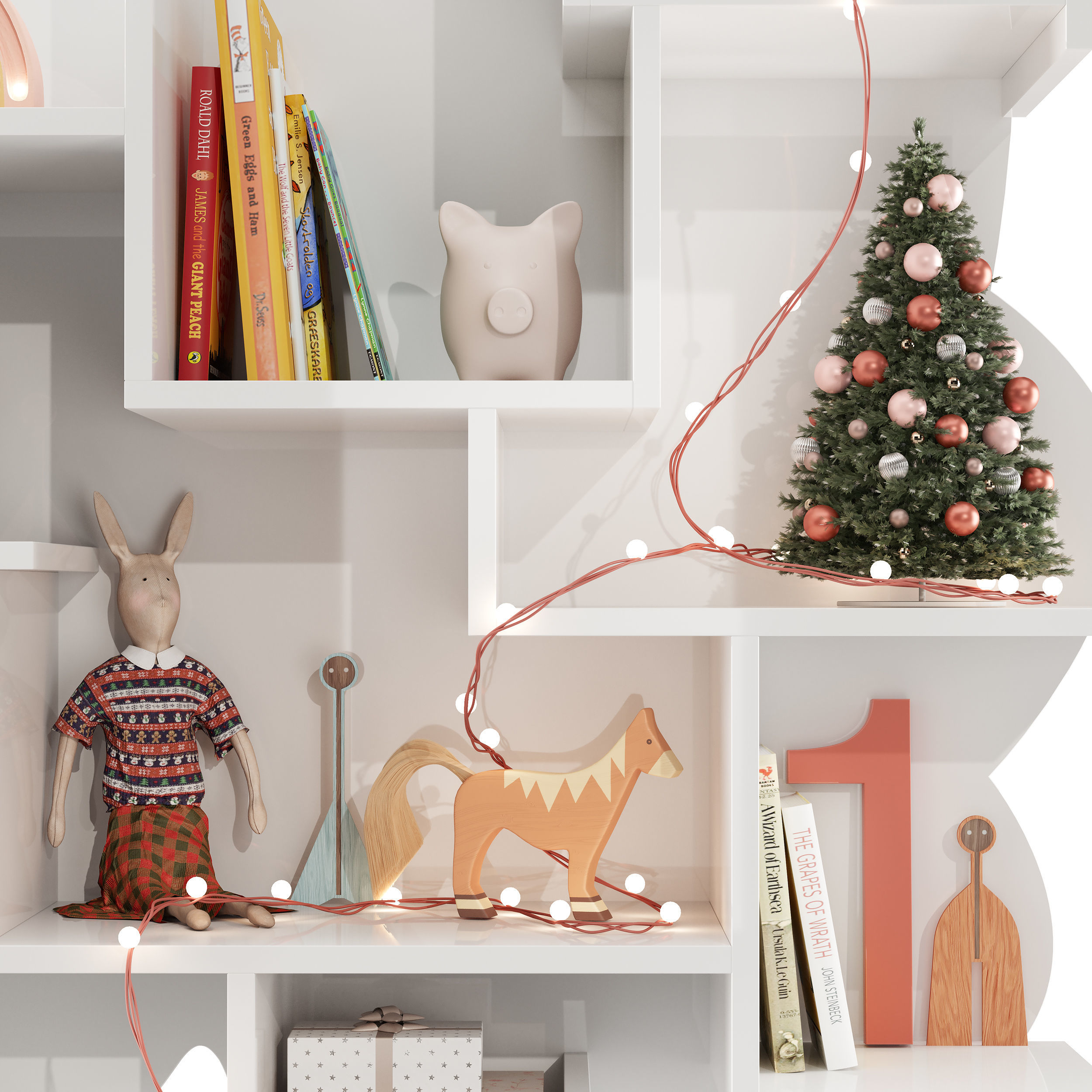 Treeshelf With Decor For Children Room 3D model_2