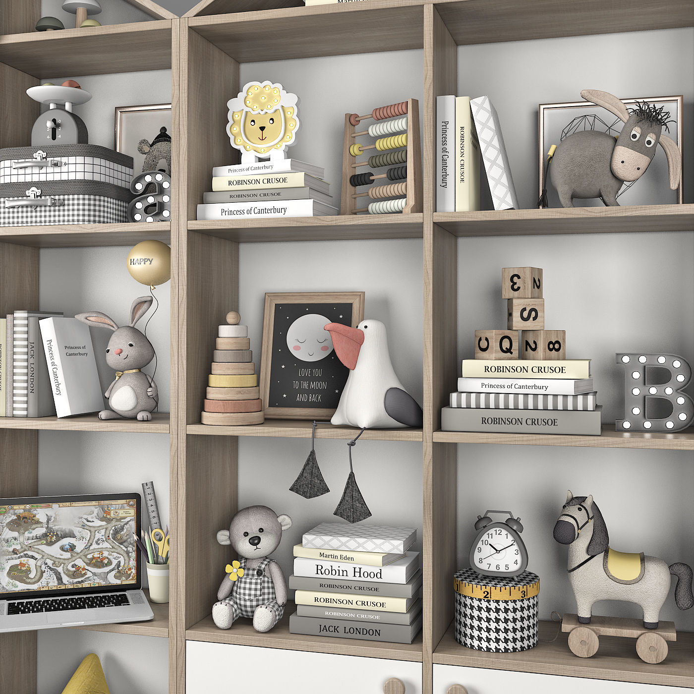 Kids room furniture and decor 1 3D model_3