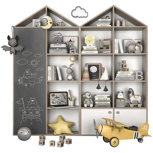 Kids room furniture and decor 1 3D model
