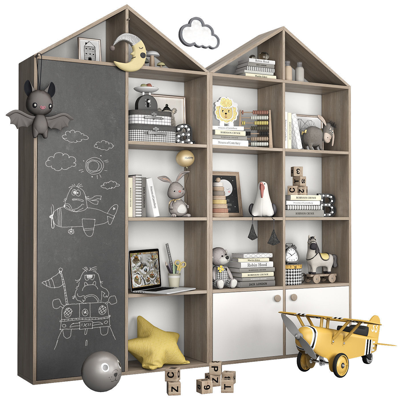 Kids room furniture and decor 1 3D model_2