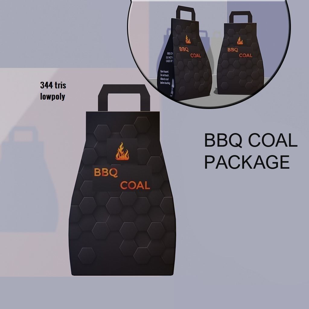 3D model BBQ Charcoal Bag with Texture VR / AR / lowpoly CGTrader
