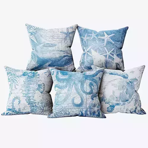 Set of decorative pillows in a marine style