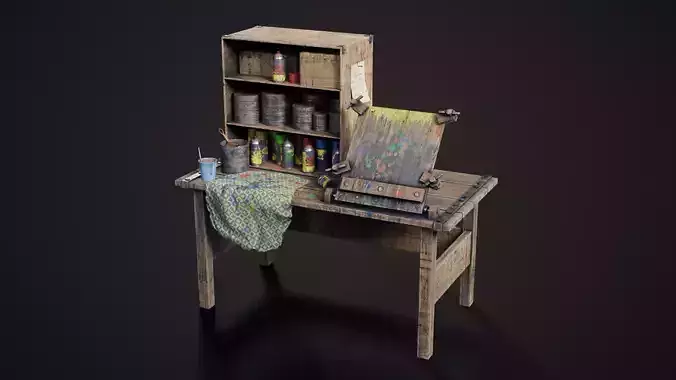 Painting workbench Low-poly 3D model