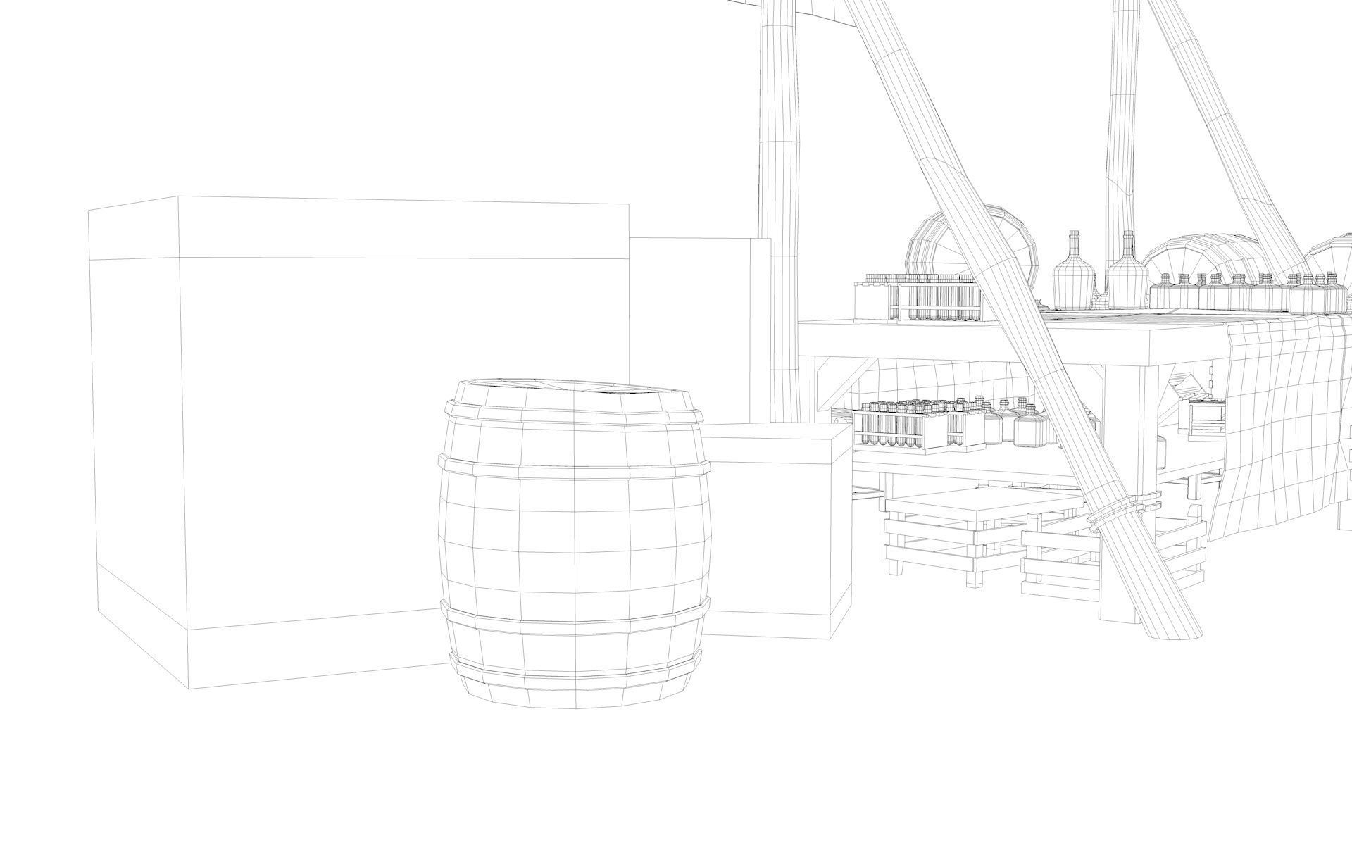 Medieval Alchemy Shop Low Poly include 49 Model Low-poly 3D model_8