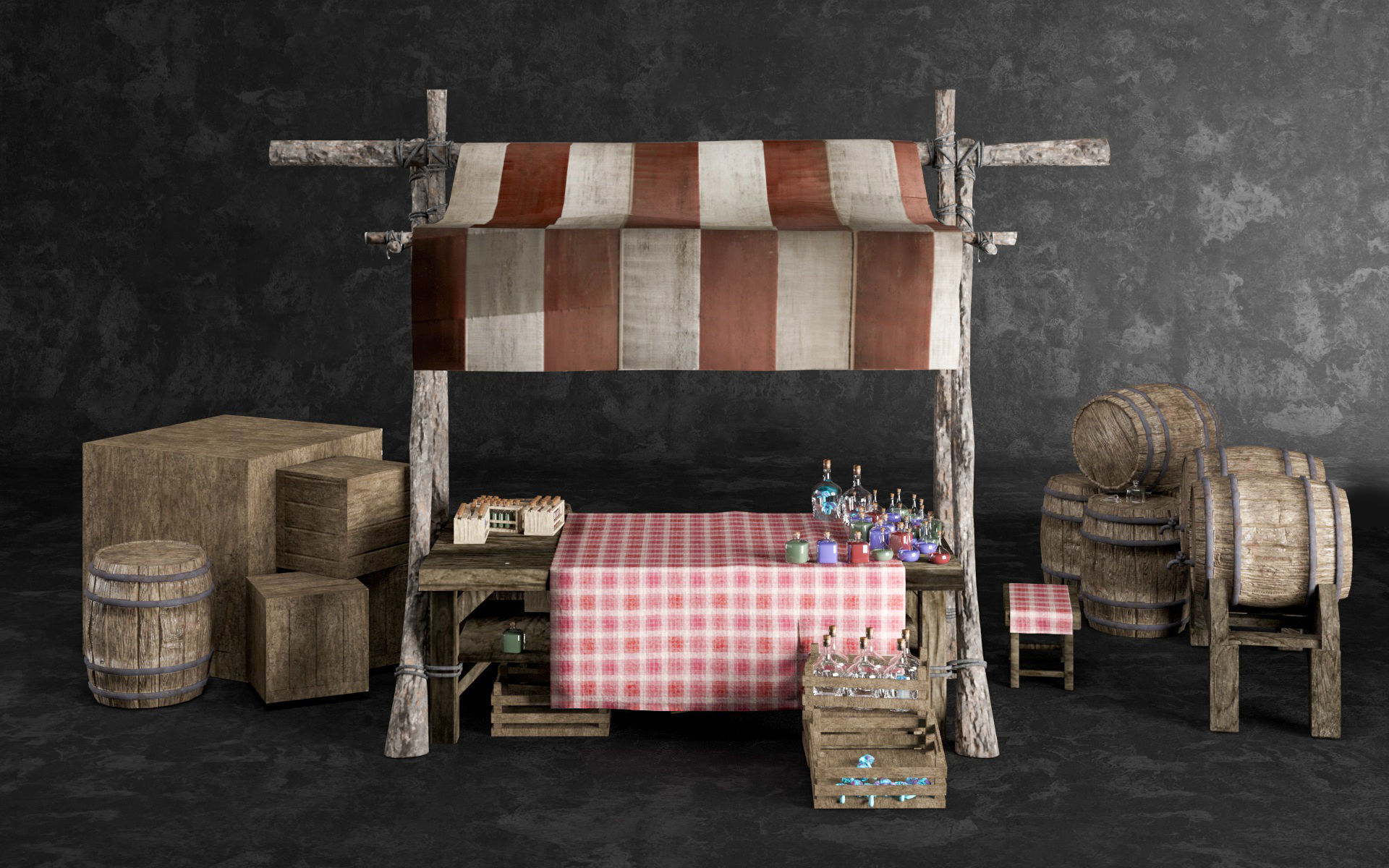 Medieval Alchemy Shop Low Poly include 49 Model Low-poly 3D model_3