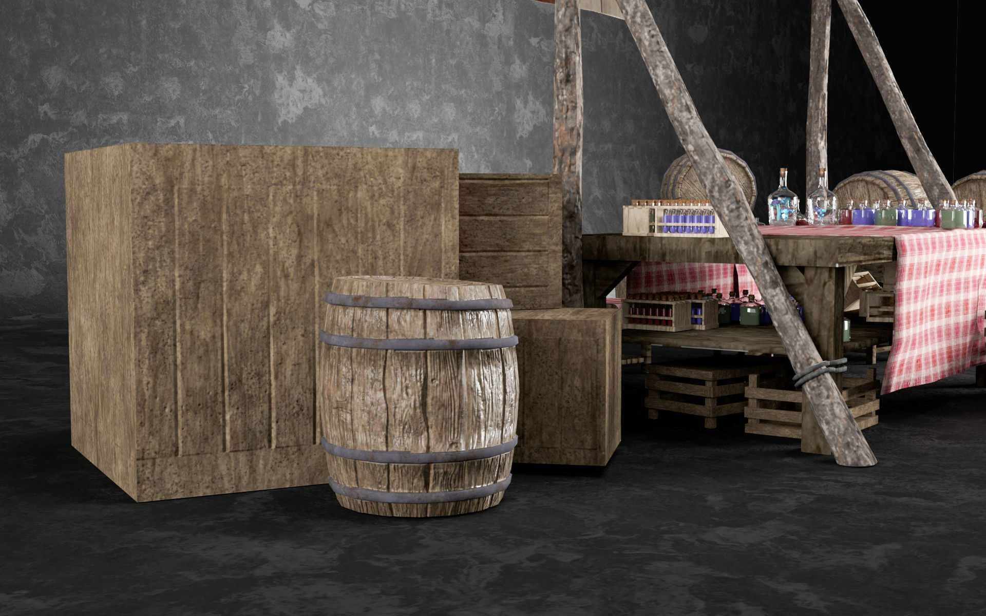 Medieval Alchemy Shop Low Poly include 49 Model Low-poly 3D model_6