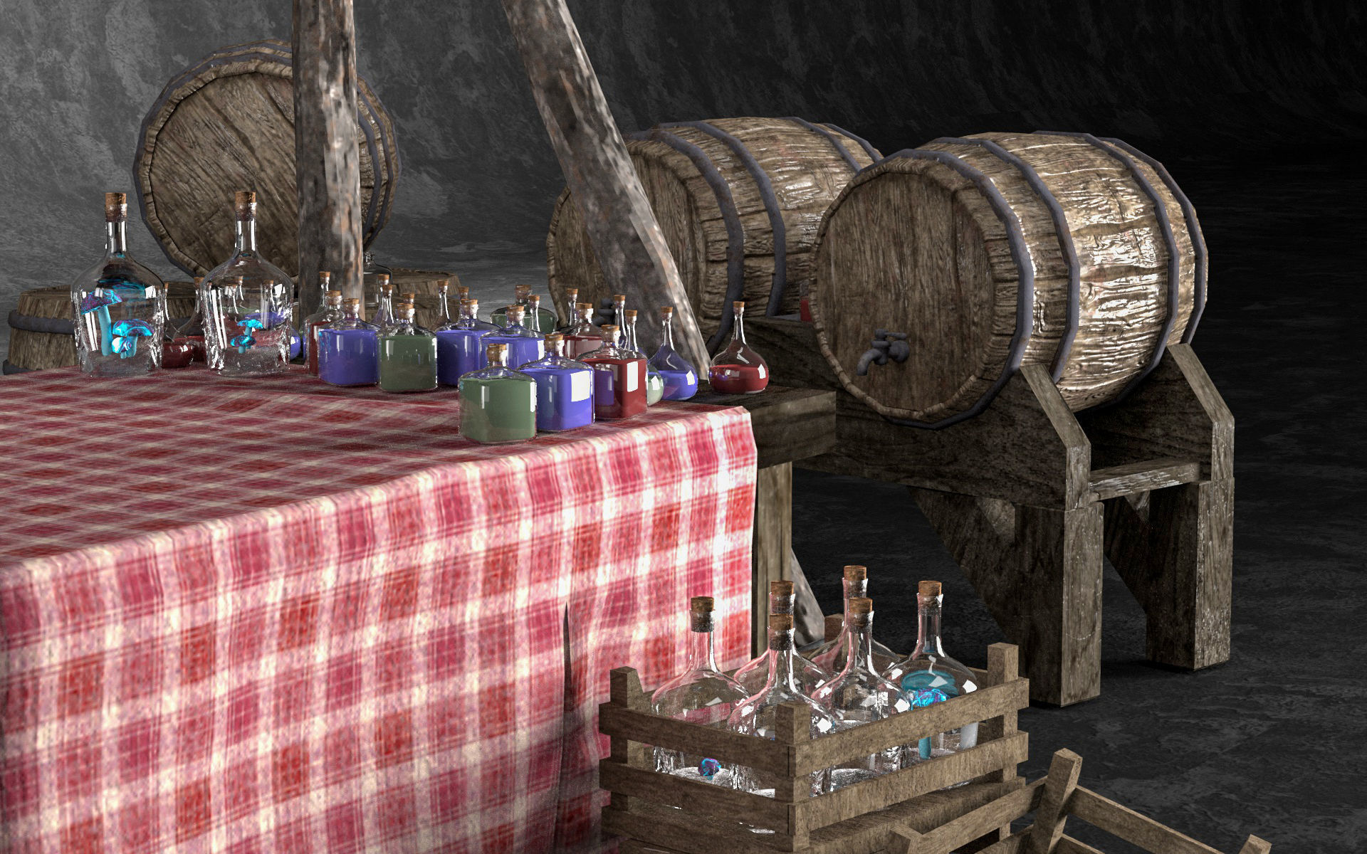 Medieval Alchemy Shop Low Poly include 49 Model Low-poly 3D model_4