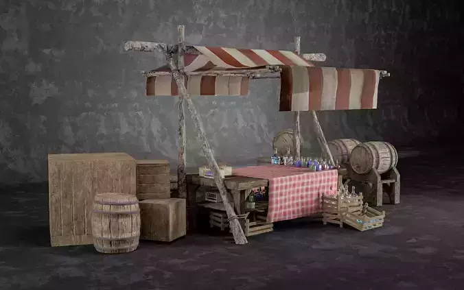 Medieval Alchemy Shop Low Poly include 49 Model