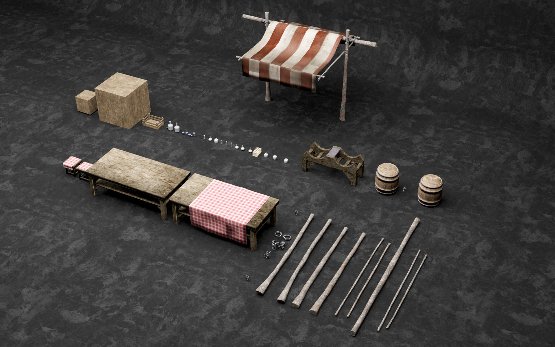 Medieval Alchemy Shop Low Poly include 49 Model Low-poly 3D model_1