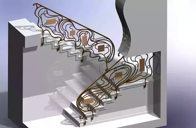 Hand rail decorative 2 3D model