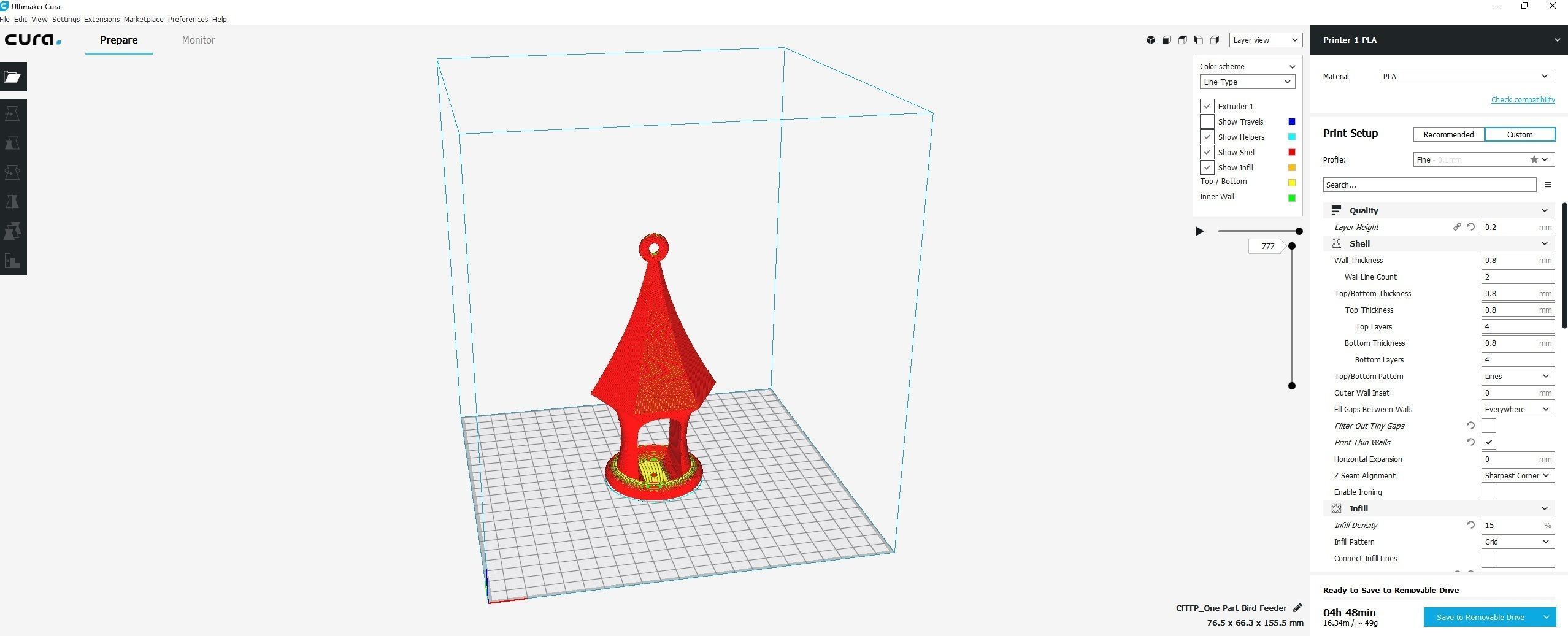 One Part Bird Feeder Free 3D print model_9