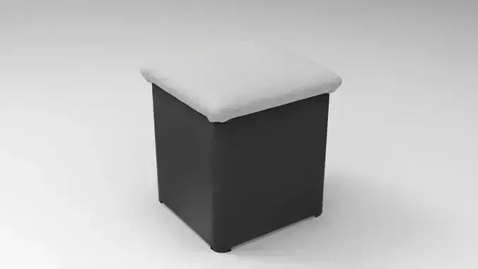 Footstool 3D Model silver trash can