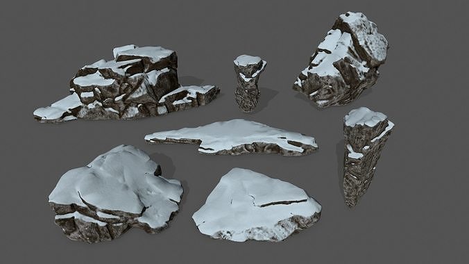snow rocks   Low-poly 3D model